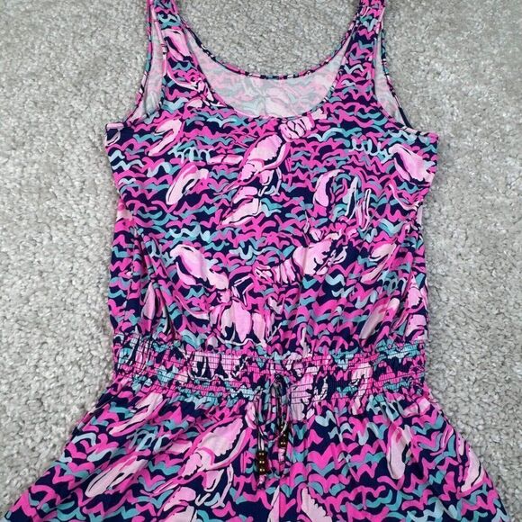 Lilly Pulitzer Tala Romper Lobstah Roll Pink Navy XL - Picture 8 of 12